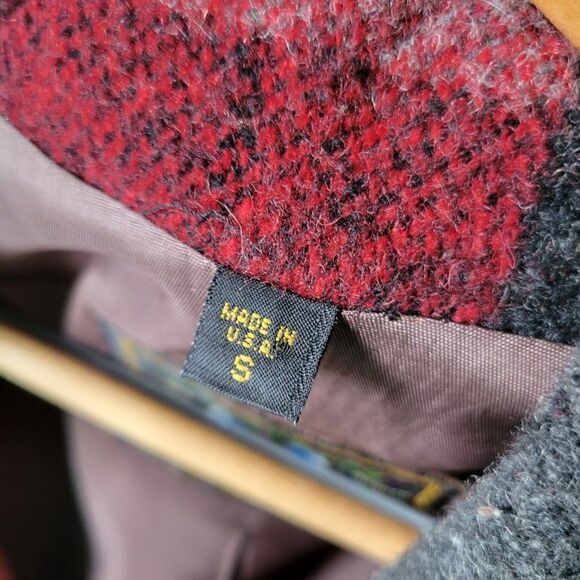 EXCELLENT USED FRENCH COUNTRY EXPRESS PLAID WOOL BLEND LAPEL JACKET COAT SIZE S - Picture 13 of 16